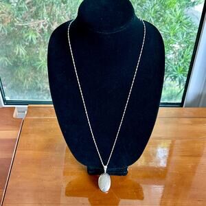 Vintage Sterling Silver Floral Oval Locket Necklace with Rope Chain